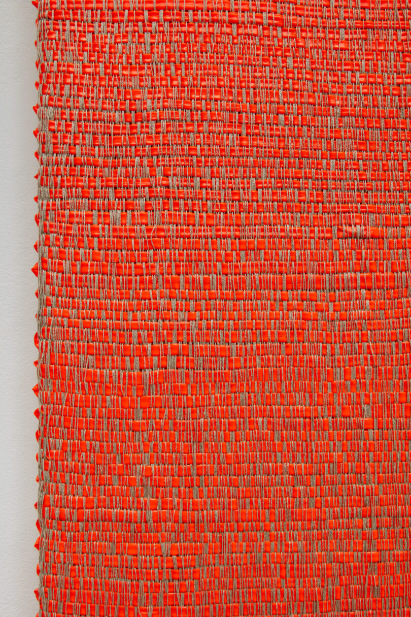 detail of woven orange paint