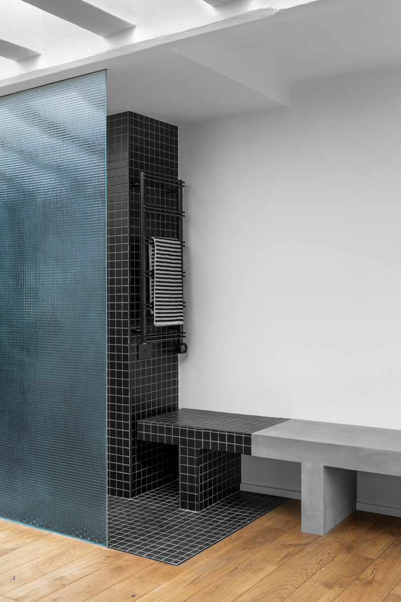 angled view into open shower