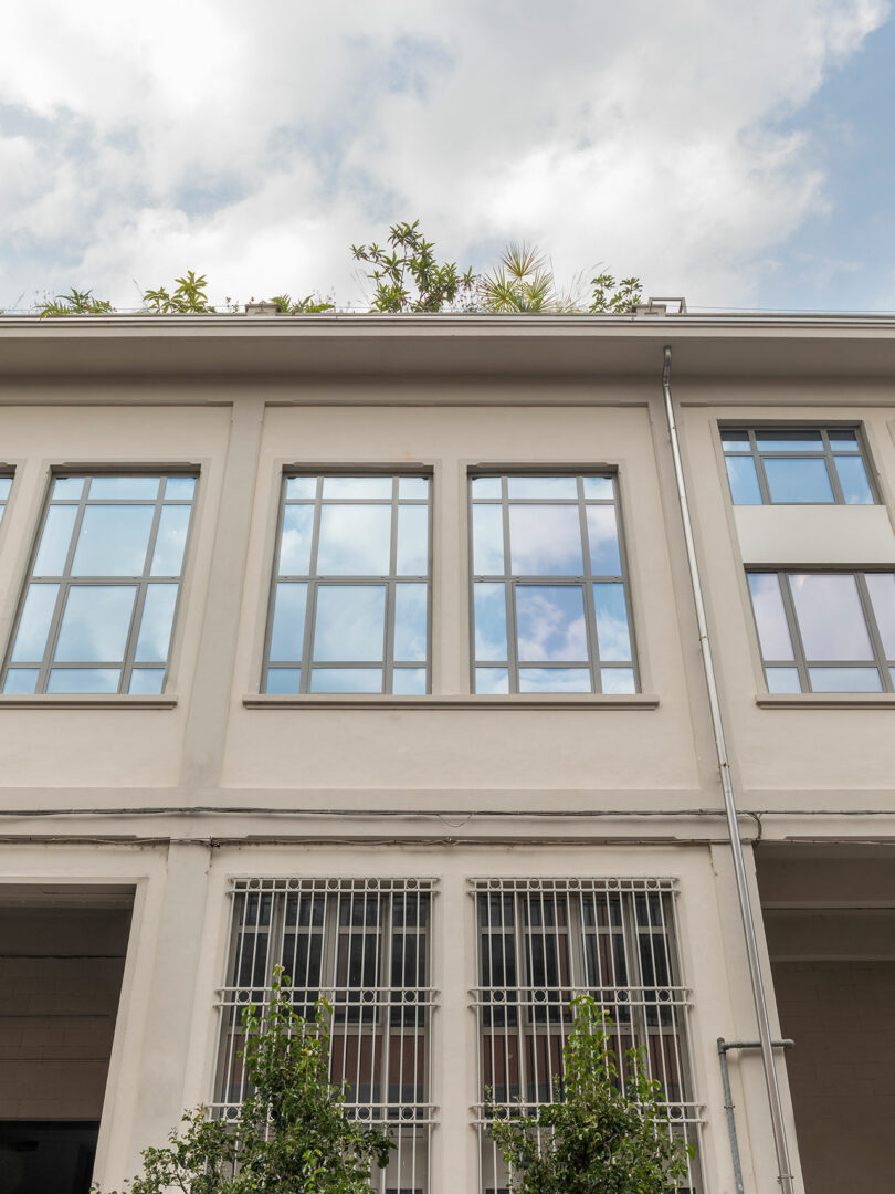 upshot of light colored apartment building